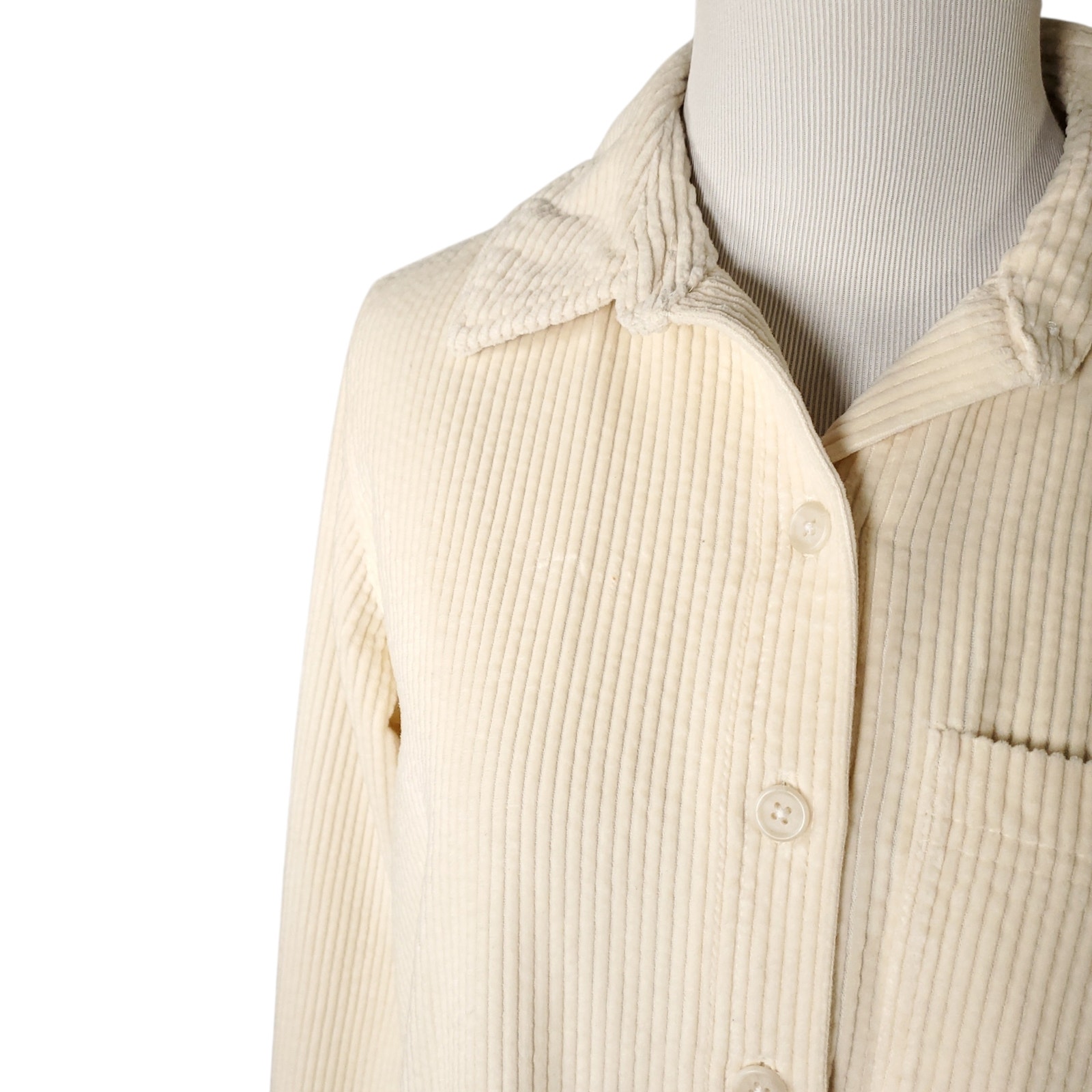 Ll Bean Cream Corduroy Shirt Wide Wale Long Sleeve Button Down Top Petite Sz Xsp — image 3 of 8